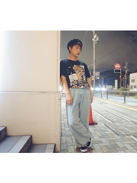 「RETRO GIRL（レトロガール）のアイテム（ハンチング/ベレー帽）」を使った、河崎良侑(りょう)さん（メンズ・166cm）の夏コーディネート
