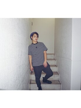 「PUNYUS（プニュズ）のアイテム（ブーツ）」を使った、河崎良侑(りょう)さん（メンズ・166cm）の秋コーディネート