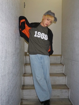 「ZARA MANのアイテム（ブルゾン）」を使った、河崎良侑(りょう)さん（メンズ・166cm）の秋コーディネート