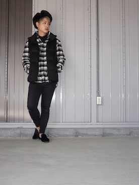 「BACK NUMBER（バックナンバー）のアイテム（ダウンベスト）」を使った、河崎良侑(りょう)さん（メンズ・166cm）の冬コーディネート