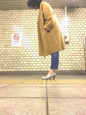 「ADAM ET ROPE'（アダムエロペ）のアイテム（ノーカラージャケット）」を使った、taeさん（レディース・167cm）の冬コーディネート