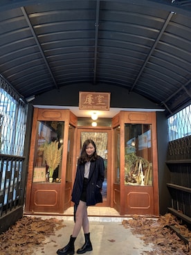 「韓國のアイテム（スーツジャケット、ブルー系）」を使った、Hitomi🇹🇼さん（レディース・156cm）の秋コーディネート