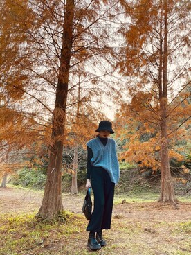 「GUCCI（グッチ）のアイテム（バッグ、ブラック系）」を使った、Hitomi🇹🇼さん（レディース・156cm）の冬コーディネート
