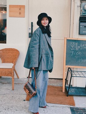 「RED CARD TOKYO（レッドカード）のアイテム（デニムパンツ、ブルー系）」を使った、Hitomi🇹🇼さん（レディース・156cm）の冬コーディネート