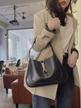 「GUCCI（グッチ）のアイテム（バッグ、ブラック系）」を使った、Hitomi🇹🇼さん（レディース・156cm）の春コーディネート