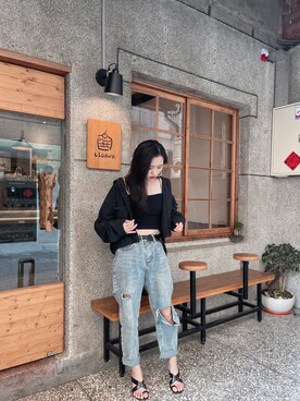 「plain-me（プレインミー）のアイテム（ジャケット/アウター）」を使った、Hitomi🇹🇼さん（レディース・156cm）の春コーディネート