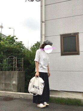 「CIAOPANIC（チャオパニック）のアイテム（ハンチング/ベレー帽）」を使った、たまみやさん（レディース・159cm）の夏コーディネート