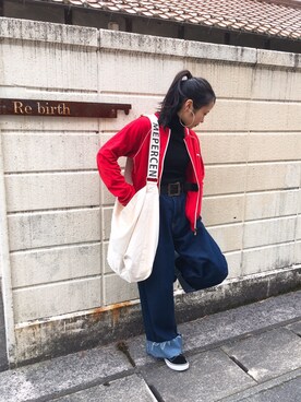 「PUMA（プーマ）のアイテム（ブルゾン）」を使った、nahoさん（レディース・153cm）の春コーディネート