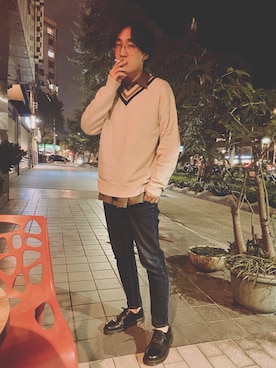 「5（ファイブ）のアイテム（パンツ）」を使った、林さん（メンズ・175cm）の冬コーディネート