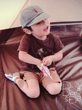「MARKEY'S（マーキーズ）のアイテム（Tシャツ/カットソー、ブラウン系）」を使った、ke-toさん（キッズ・100cm）の春コーディネート