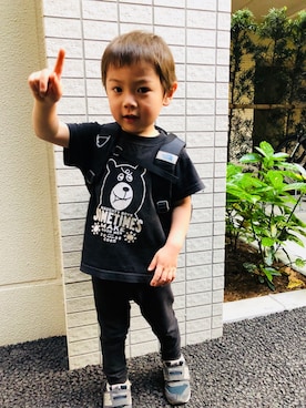 「coen（コーエン）のアイテム（Tシャツ/カットソー、ブラック系）」を使った、ke-toさん（キッズ・100cm）の春コーディネート