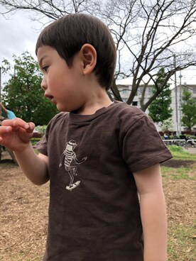 「MARKEY'S（マーキーズ）のアイテム（Tシャツ/カットソー、ブラウン系）」を使った、ke-toさん（キッズ・100cm）の春コーディネート