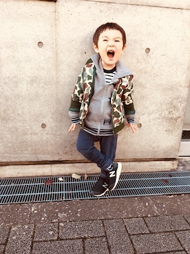 「Birthday（バースデイ）のアイテム（ジャケット/アウター、グリーン系）」を使った、ke-toさん（キッズ・100cm）の春コーディネート