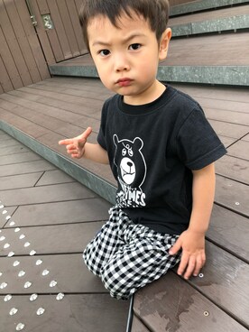 「coen（コーエン）のアイテム（Tシャツ/カットソー、ブラック系）」を使った、ke-toさん（キッズ・100cm）の春コーディネート
