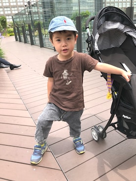 「MARKEY'S（マーキーズ）のアイテム（Tシャツ/カットソー、ブラウン系）」を使った、ke-toさん（キッズ・100cm）の夏コーディネート