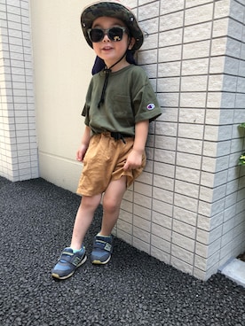 「MARKEY'S（マーキーズ）のアイテム（パンツ、ブラウン系）」を使った、ke-toさん（キッズ・100cm）の夏コーディネート
