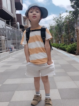 「MARKEY'S（マーキーズ）のアイテム（Tシャツ/カットソー、イエロー系）」を使った、ke-toさん（キッズ・100cm）の夏コーディネート