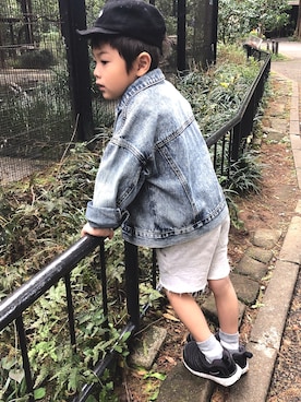 「MARKEY'S（マーキーズ）のアイテム（パンツ、ホワイト系）」を使った、ke-toさん（キッズ・100cm）の秋コーディネート