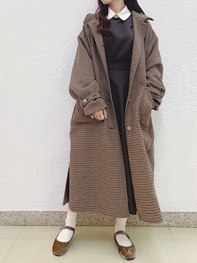 「ehka sopo（エヘカソポ）のアイテム（ステンカラーコート）」を使った、kumaco.さん（レディース・155cm）の冬コーディネート