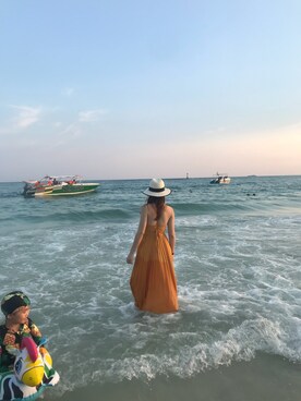 「M（エム）のアイテム（帽子）」を使った、叫我文竹表妹儿さん（レディース・167cm）の春コーディネート