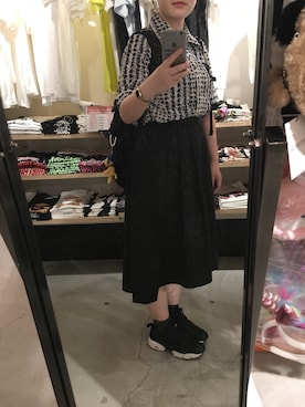 「Reebok（リーボック）のユニセックス リーボック インスタ ポンプフューリー ブラック Reebok INSTAPUMP FURY OG V65750（スニーカー）」を使った、ｵｶﾓﾄさん（レディース・158cm）の夏コーディネート