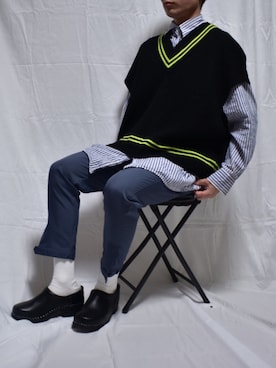 「ZIP FIVE（ジップファイブ）のポリトロリラックスアンクルカットテーパードパンツ（その他パンツ）」を使った、NAOTOさん（メンズ・174cm）の春コーディネート