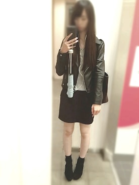 「EGOIST（エゴイスト）のアイテム（ライダースジャケット）」を使った、yuuuukaさん（レディース・169cm）の春コーディネート