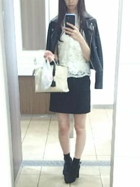 「EGOIST（エゴイスト）のアイテム（ライダースジャケット）」を使った、yuuuukaさん（レディース・169cm）の春コーディネート