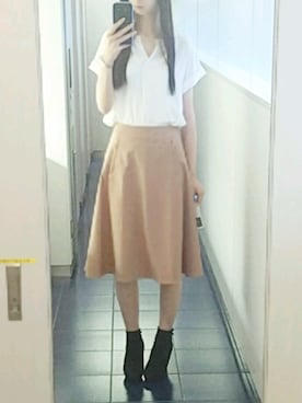 「earth music&ecology（アースミュージックアンドエコロジー）の袖ロールアッププルオーバー（シャツ/ブラウス）」を使った、yuuuukaさん（レディース・169cm）の夏コーディネート