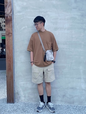 「plain-me（プレインミー）のアイテム（ボディバッグ/ウエストポーチ）」を使った、Han.3さん（メンズ・175cm）の夏コーディネート
