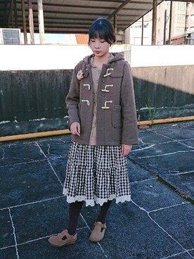 「Samansa Mos2（サマンサ モスモス）のアイテム（ダッフルコート）」を使った、りんさん（レディース・162cm）の冬コーディネート