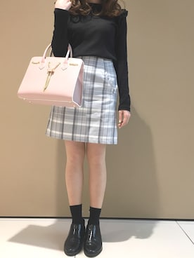 「& chouette（アンドシュエット）のチェーン付トートバッグ（Ｓ）◆（ハンドバッグ、ピンク系）」を使った、yuunaさん（レディース）の春コーディネート