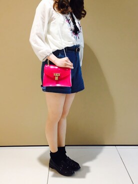 「& chouette（アンドシュエット）のアイテム（バッグ、ピンク系）」を使った、yuunaさん（レディース）の春コーディネート