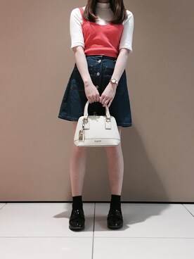 「& chouette（アンドシュエット）のアイテム（ボストンバッグ）」を使った、yuunaさん（レディース・150cm）の春コーディネート