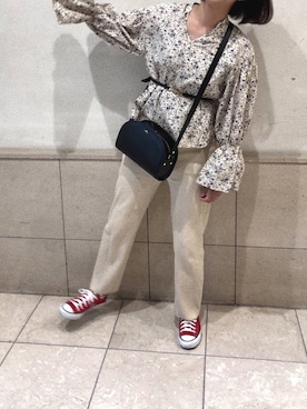 「リブニットパンツ」｜mさん（レディース・162cm）の春コーディネート
