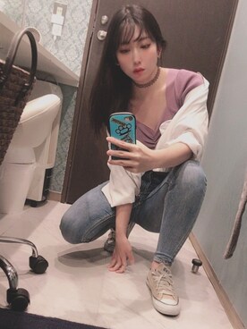 「GRL」｜「アイテム（MA-1）」を使った、おにこさん（レディース・157cm）の春コーディネート