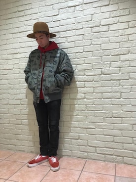 「hystericglamour」｜「アイテム（MA-1）」を使った、HAMAさん（メンズ・163cm）の秋コーディネート