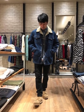 「ランチコート」｜「アイテム（デニムパンツ）」を使った、HAMAさん（メンズ・163cm）の秋コーディネート