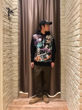 「コラボレーション」｜「アイテム（その他）」を使った、HAMAさん（メンズ・163cm）の冬コーディネート
