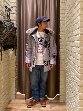 「アイテム（ミリタリージャケット、シルバー系）」を使った、HAMAさん（メンズ・163cm）の秋コーディネート