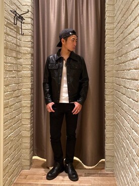 「ロックコーデ」｜「アイテム（その他アウター）」を使った、HAMAさん（メンズ・163cm）の冬コーディネート