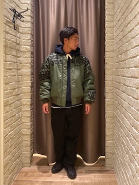 「HYSTERIC GLAMOUR（ヒステリックグラマー）のアイテム（MA-1）」を使った、HAMAさん（メンズ・163cm）の秋コーディネート