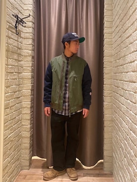 「長袖シャツ」｜「アイテム（その他アウター）」を使った、HAMAさん（メンズ・163cm）の秋コーディネート