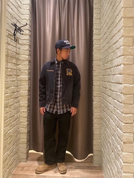 「長袖シャツ」｜「アイテム（その他アウター）」を使った、HAMAさん（メンズ・163cm）の秋コーディネート