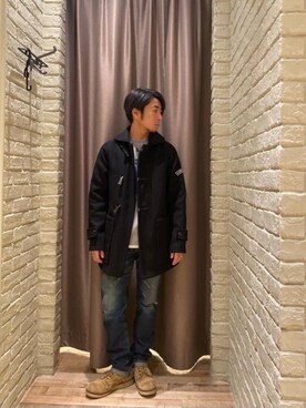 「コラボレーション」｜「アイテム（その他アウター）」を使った、HAMAさん（メンズ・163cm）の冬コーディネート