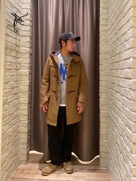 「コラボレーション」｜「アイテム（ダッフルコート）」を使った、HAMAさん（メンズ・163cm）の冬コーディネート