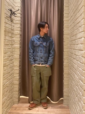 「ミリタリーコーデ」｜「アイテム（デニムジャケット）」を使った、HAMAさん（メンズ・163cm）の冬コーディネート