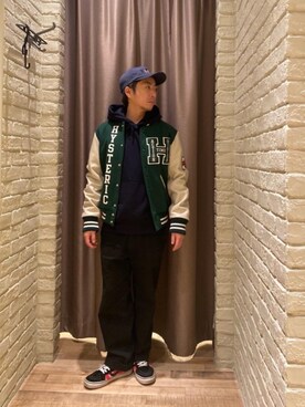 「らふこーで」｜「アイテム（スタジャン）」を使った、HAMAさん（メンズ・163cm）の冬コーディネート