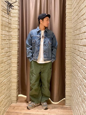 「アイテム（デニムジャケット）」を使った、HAMAさん（メンズ・163cm）の春コーディネート