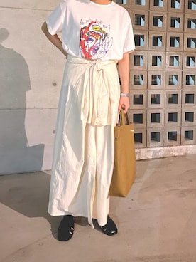 「TODAYFUL（トゥデイフル）のアイテム（シャツワンピース）」を使った、MIKI UCHIKOSHIさん（レディース・158cm）の夏コーディネート